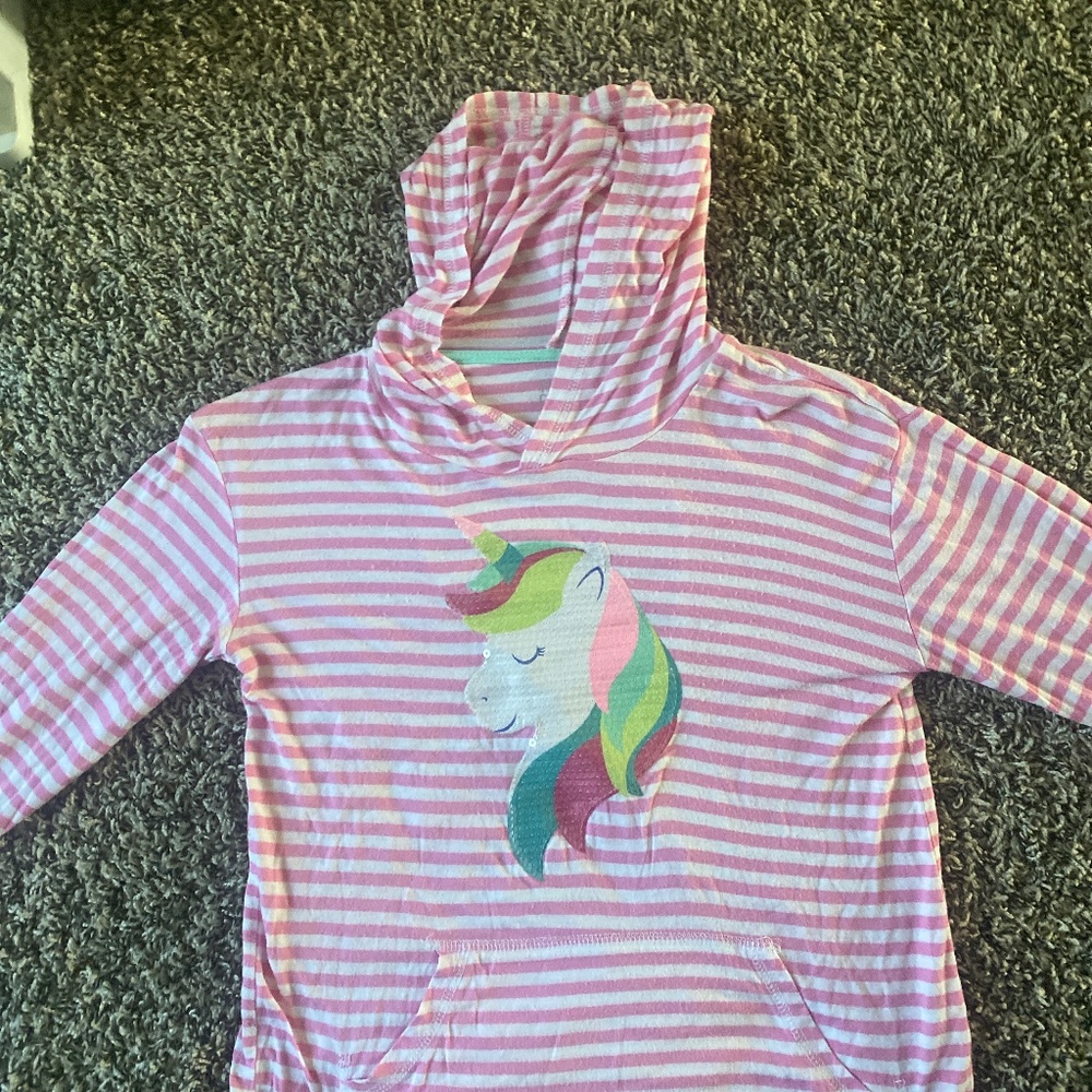 pink strip hoodie